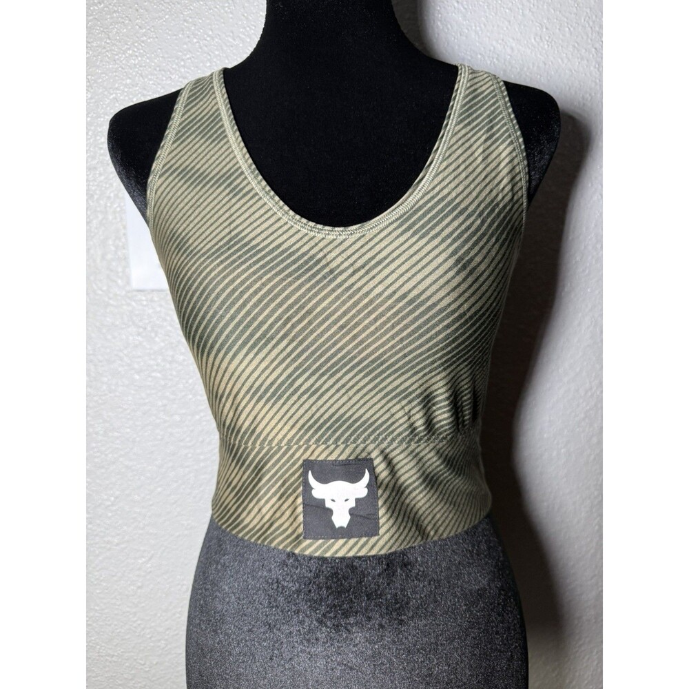 Under Armour Women Project Rock HeatGeat Sports Bra Cammo Green  size m